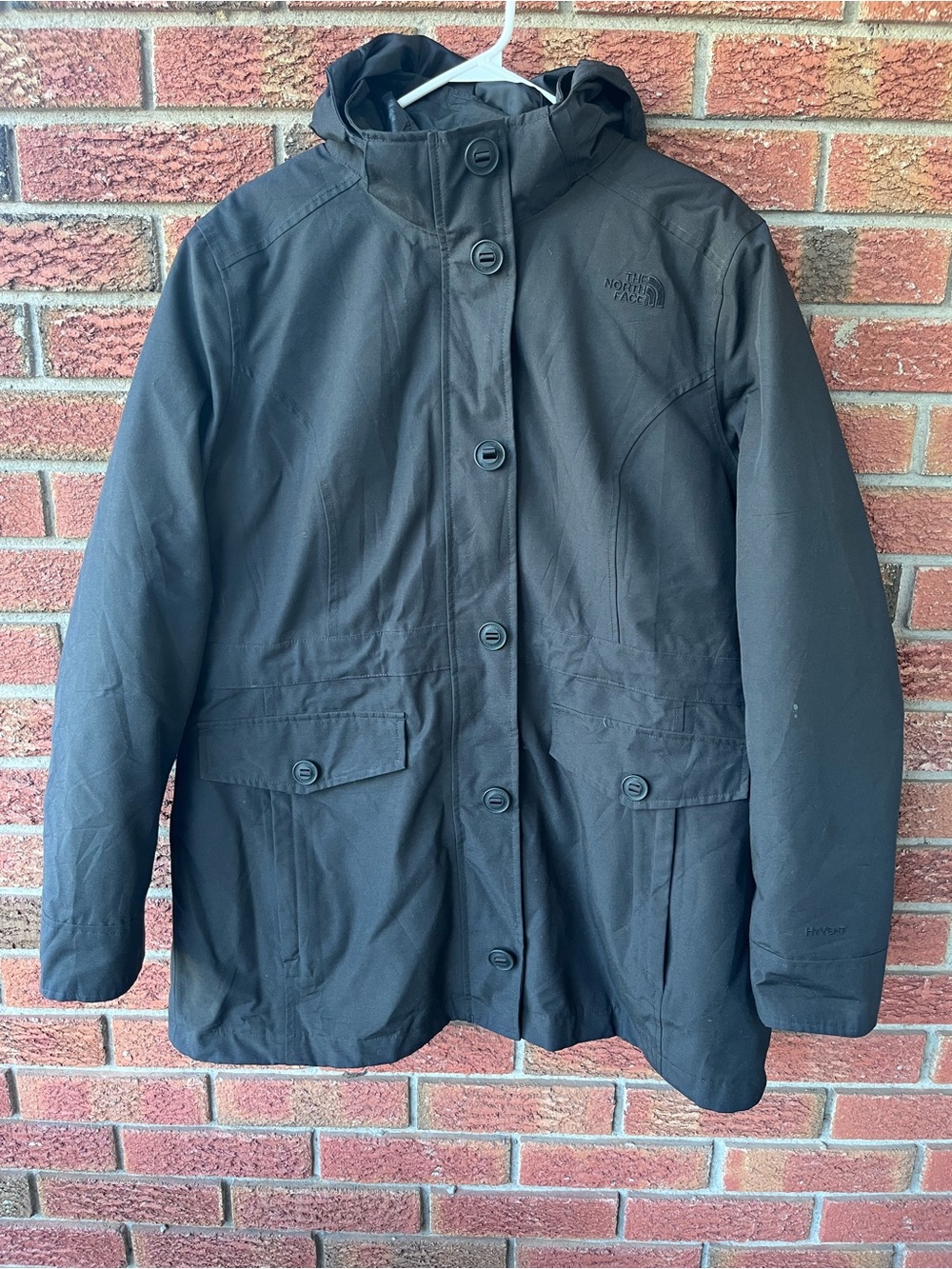 The North Face parka 2 in 1 jacket women’s Sz XL black